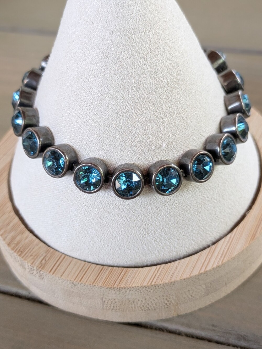 Touchstone Crystal by Swarovski Blue Crystal Gunmetal Bracelet | TCS
